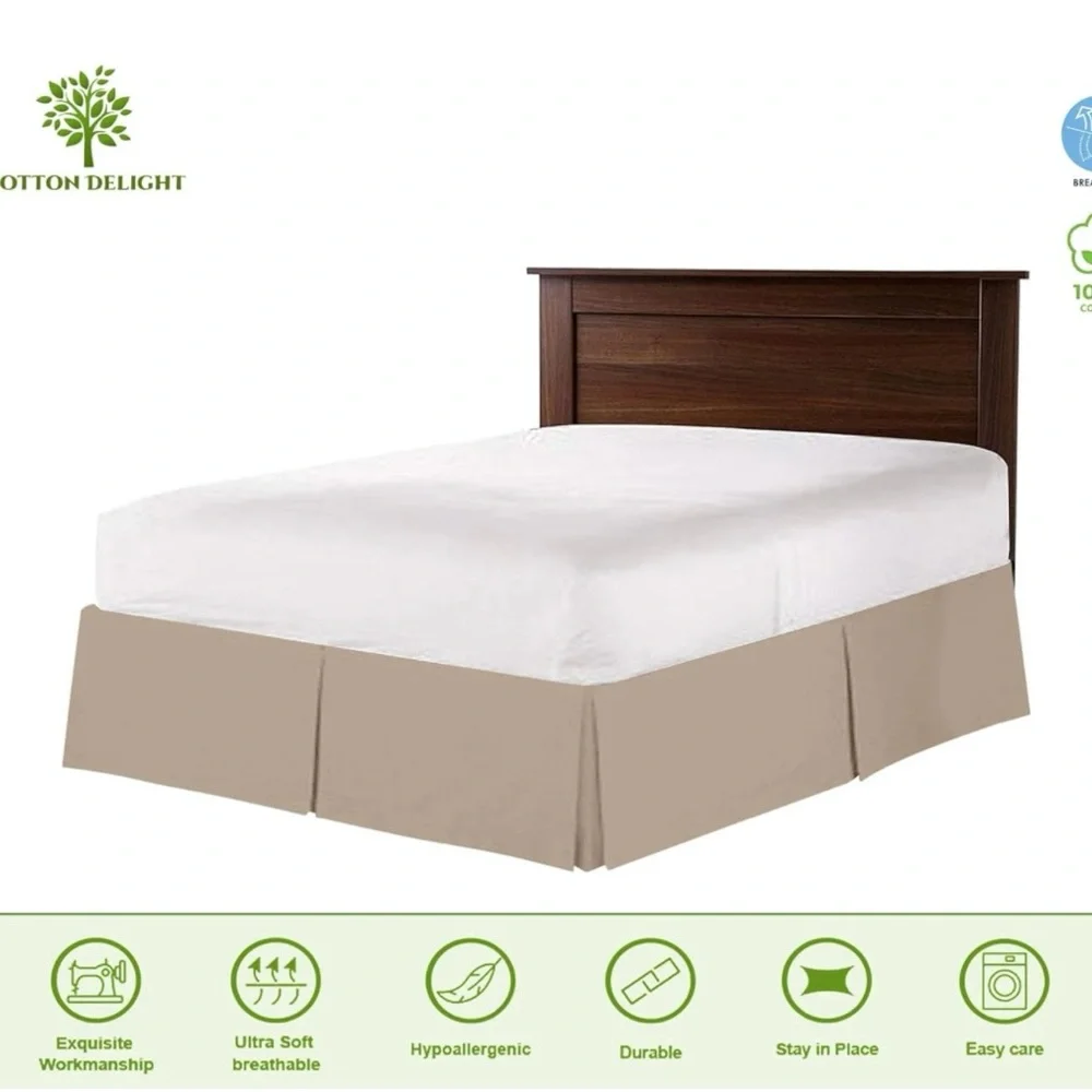 100% Cotton Delight Bed Skirt King Size Size 16” drop Taupe Solid